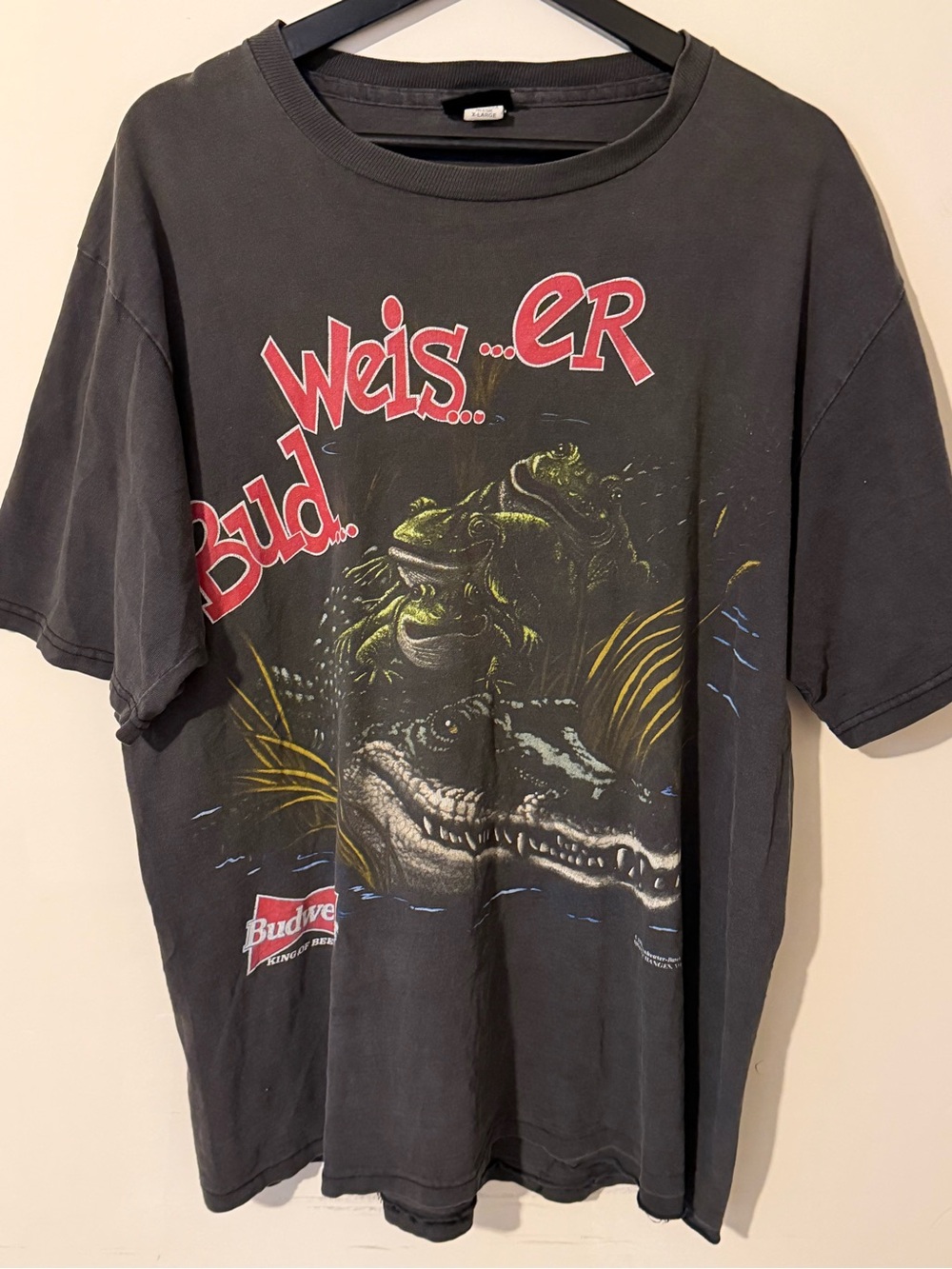 Vintage 1997 Budweiser Alligator/Frog T Shirt XL